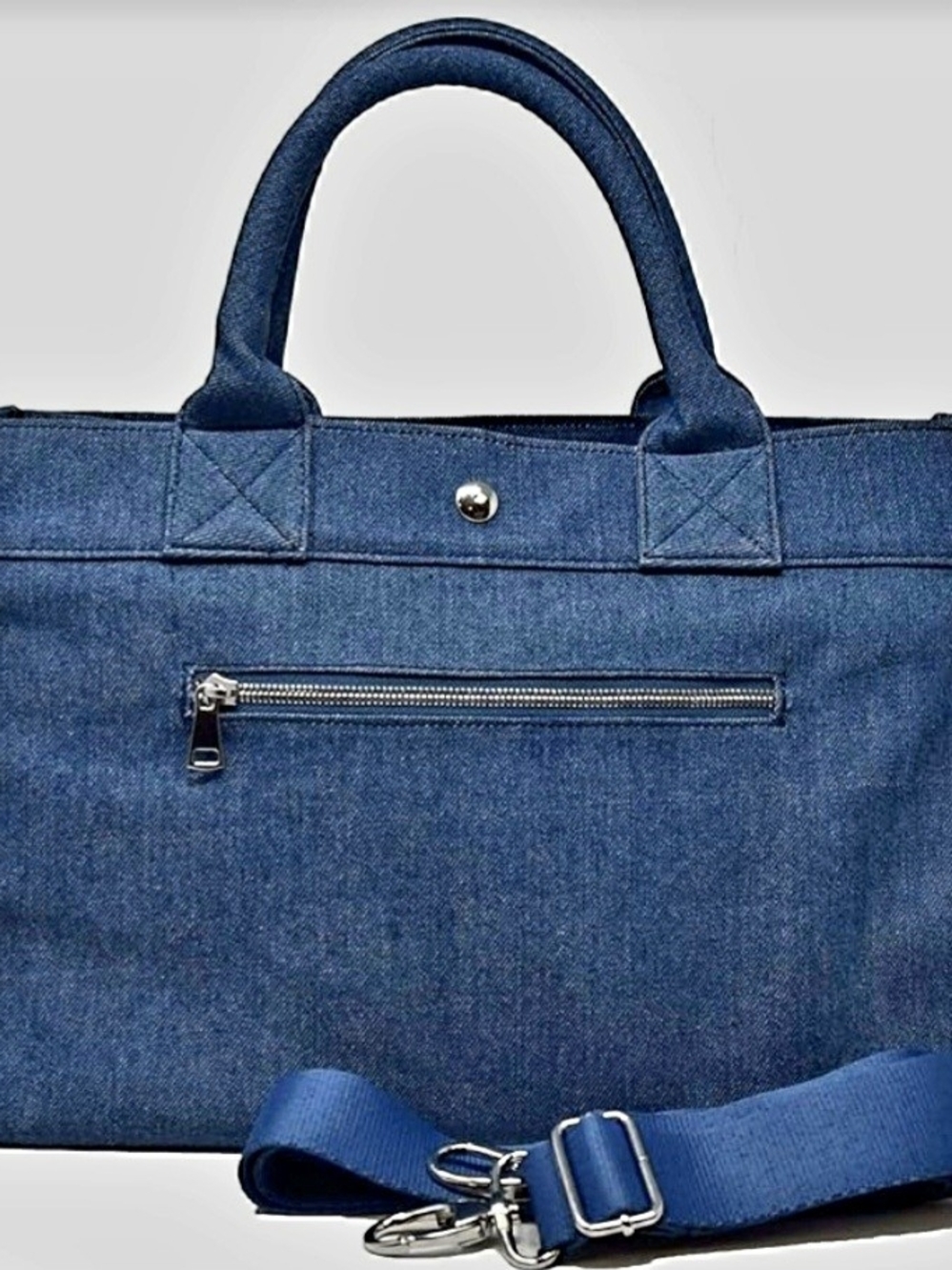 Clara NYDenim-Style Blue Tote Bag - Picture 5 of 9